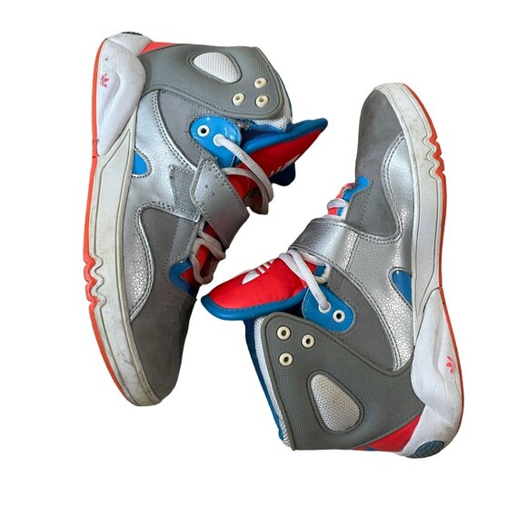 Adidas Kids High-Top Sneakers Youth Size 6.5 Gray & Red - Picture 6 of 8